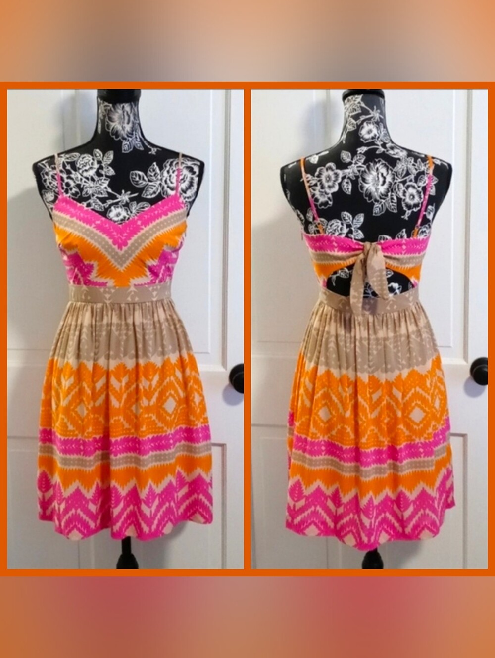 🧡Trina Turk🧡 - Pink/Orange/Tan Gypsum Silk Blend Dress